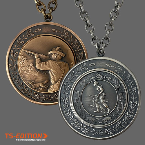 Jagd-/Königskette „TS-EDITION“ rund in altsilber und altbronze