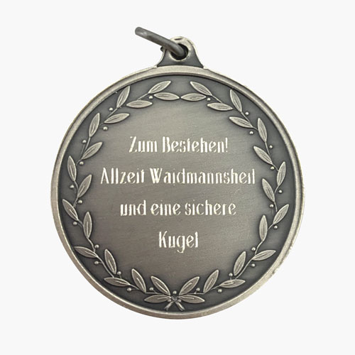 Gravurbeispiel zur bestandenen Jägerprüfung
