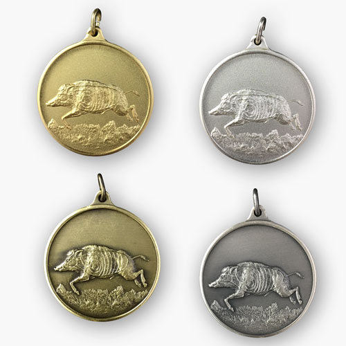 Jagdmedaille – Motiv LAUFENDER KEILER in 4 Farbvarianten