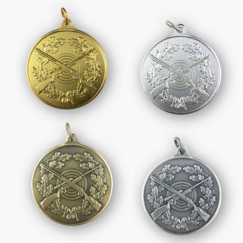 Jagdmedaille – Motiv JAGDLICHES SCHIESSEN in 4 Farbvarianten