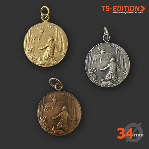 Jagdmedaille „TS-EDITION“ – Motiv SANKT HUBERTUS (34 mm) in 3 Farbvarianten