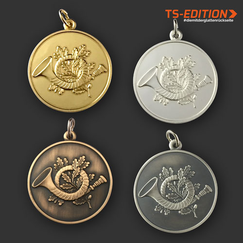 Jagdmedaille „TS-EDITION“ – Motiv JAGDHORN in 4 Farbvarianten