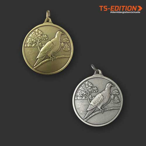 Jagdmedaille „TS-EDITION“ – Motiv RINGELTAUBE in 2 Farbvarianten