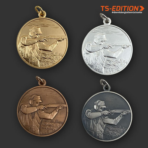 Jagdmedaille „TS-EDITION“ – Motiv FLINTENSCHÜTZE in 4 Farbvarianten