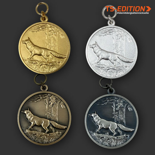 Jagdmedaille „TS-EDITION“ – Motiv ROTFUCHS in 4 Farbvarianten