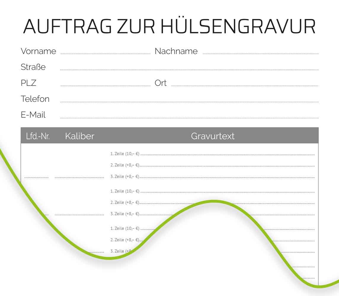 Ausschnitt vom Auftrag zur Hülsengravur