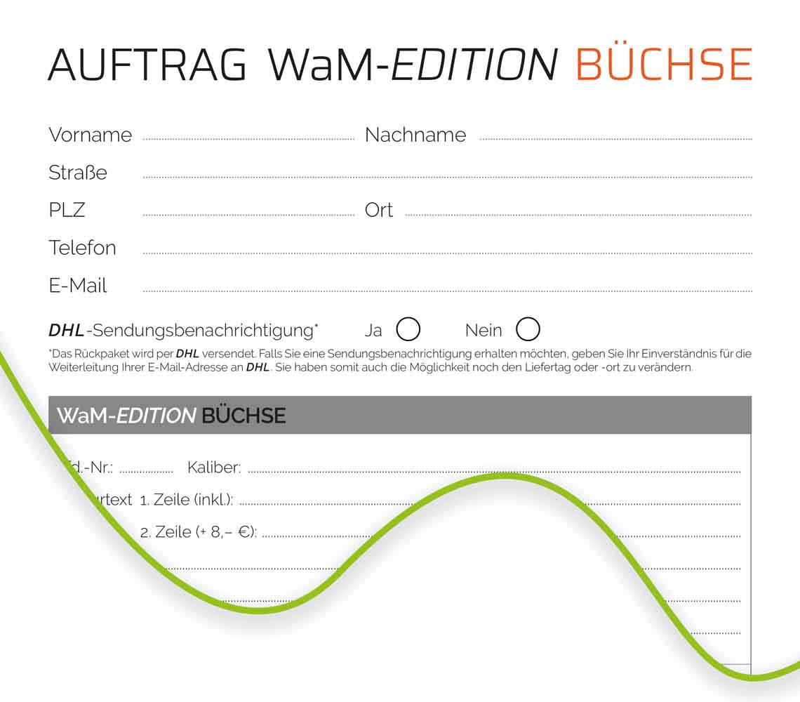 Ausschnitt vom Auftrag für WaM-EDITION