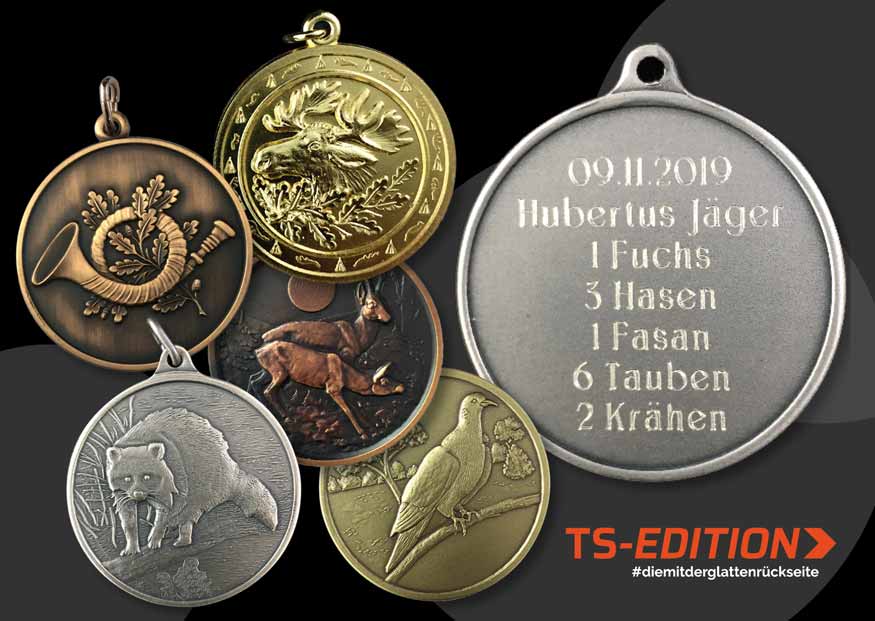 6 Medaillen der TS-Edition mit glatter Rückseite