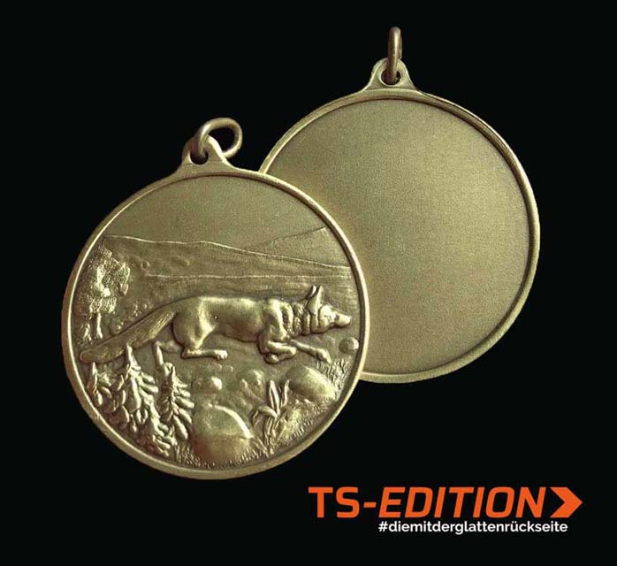 Jagdmedaille Motiv FUCHS bronzefarbig mit glatter Rückseite