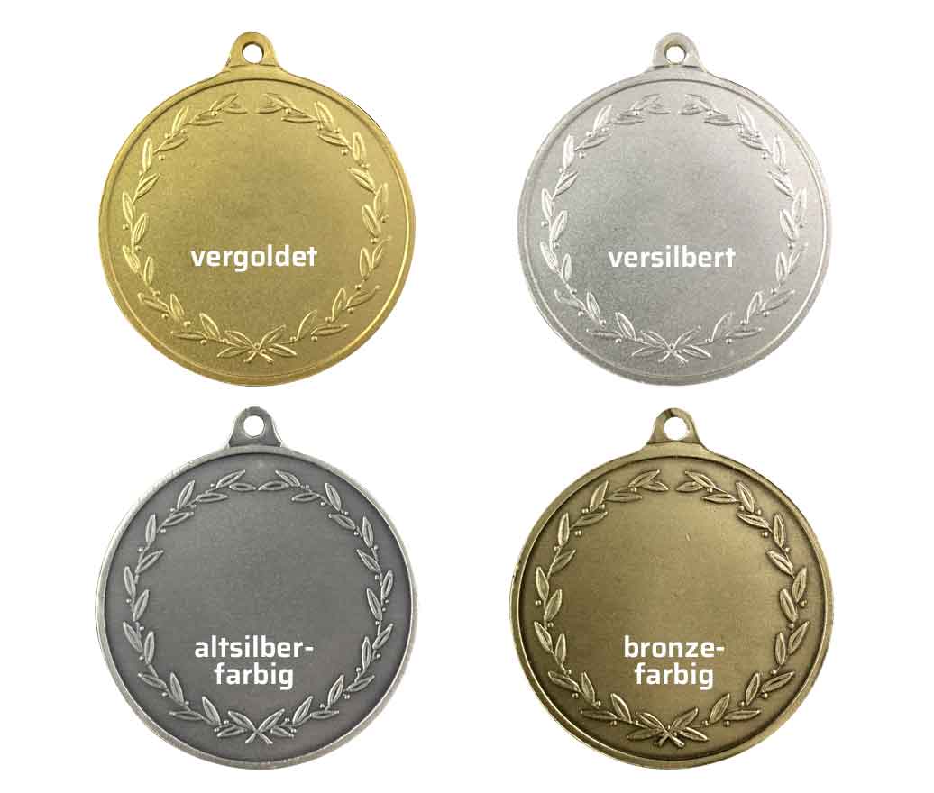 Medaillen in 4 Farbvarianten