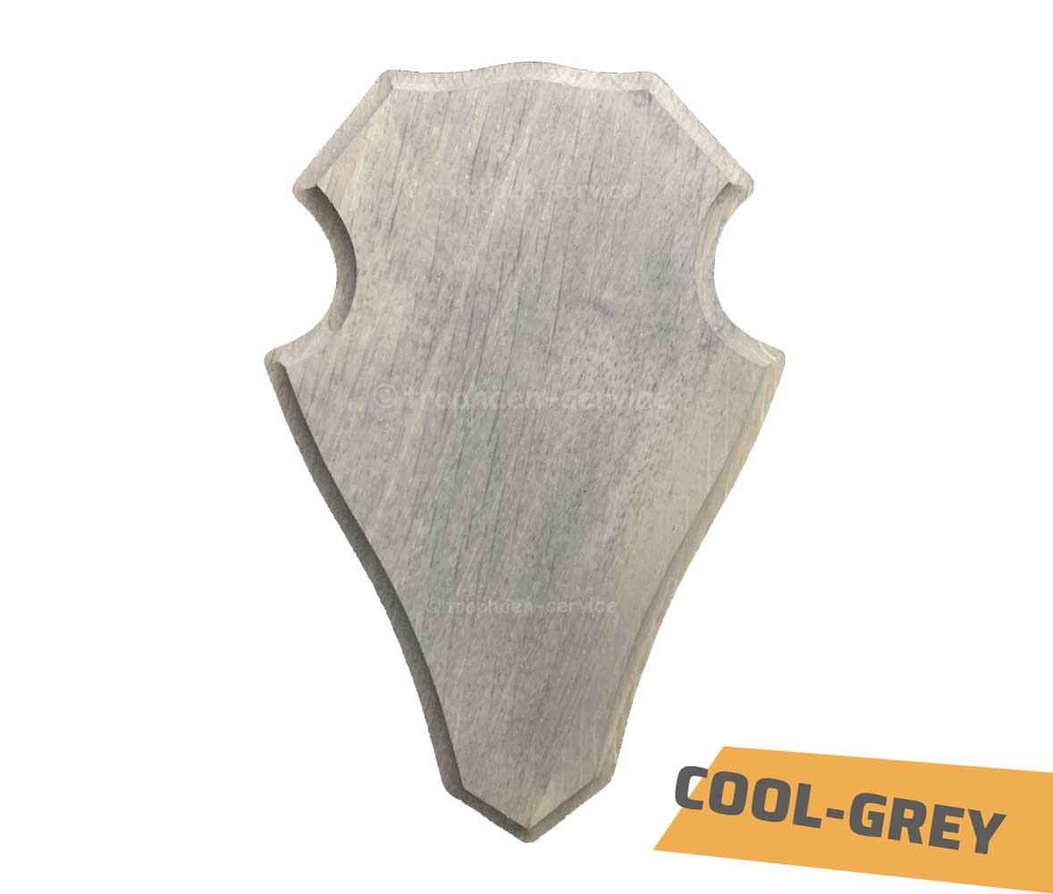 grau gebeiztes Trophäenschild aus Eichenholz in Form 1