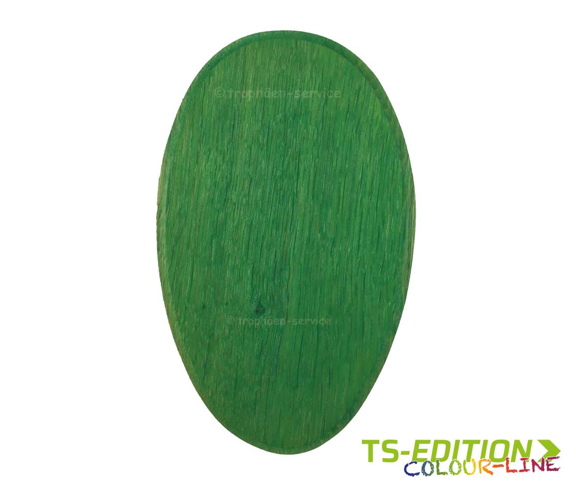 ovales Trophäenschild aus Eiche grün gebeizt